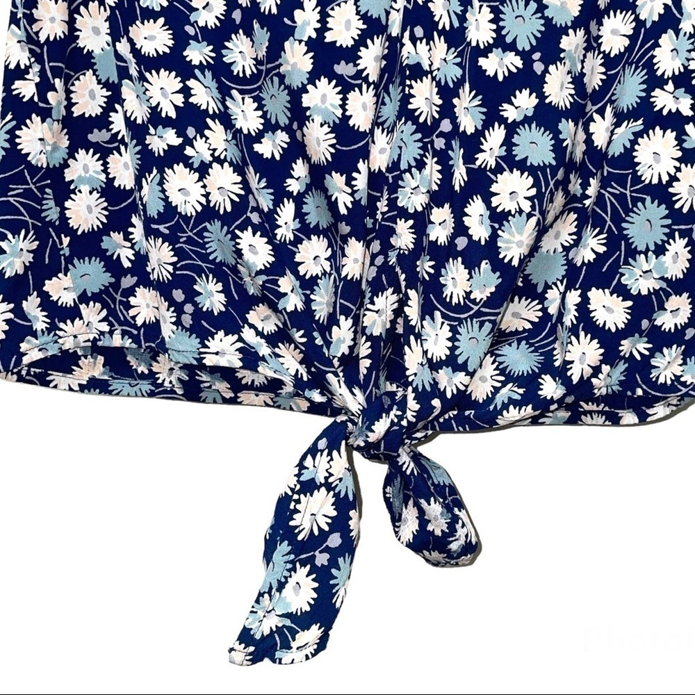 Madewell Blue Novel Tie-Front Top in French Floral Extra Small XS - Picture 3 of 7